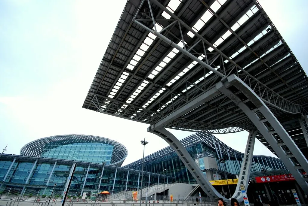 Inside a Canton Fair hall — supplier booths and buyer meetings.